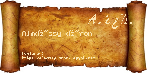 Almássy Áron névjegykártya